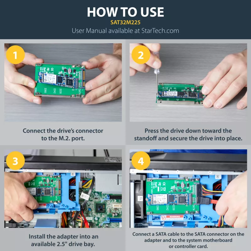 StarTech.com M.2 SATA SSD 2,5-tollisele SATA-adapterile - M.2 NGFF SATA-muunduriks - 7 mm - Avatud raamiga kronstein - M2 kõvaketta adapter