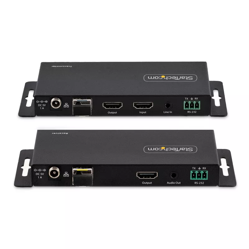 StarTech.com 4K HDMI üle fiiberoptika pikenduskomplekt, 4K 60Hz kuni 3300 jalga/1 km (ühemoodiline) või 1000 jalga/300 m (mitmemoodiline) LC fiiberoptika, HDR, HDCP, 3,5 mm heli/RS232/IR pikendus, saatja ja vastuvõtja komplekt