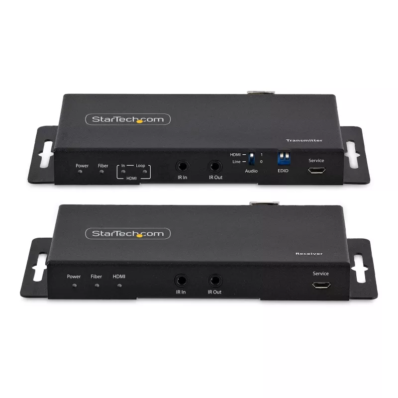 StarTech.com 4K HDMI üle fiiberoptika pikenduskomplekt, 4K 60Hz kuni 3300 jalga/1 km (ühemoodiline) või 1000 jalga/300 m (mitmemoodiline) LC fiiberoptika, HDR, HDCP, 3,5 mm heli/RS232/IR pikendus, saatja ja vastuvõtja komplekt