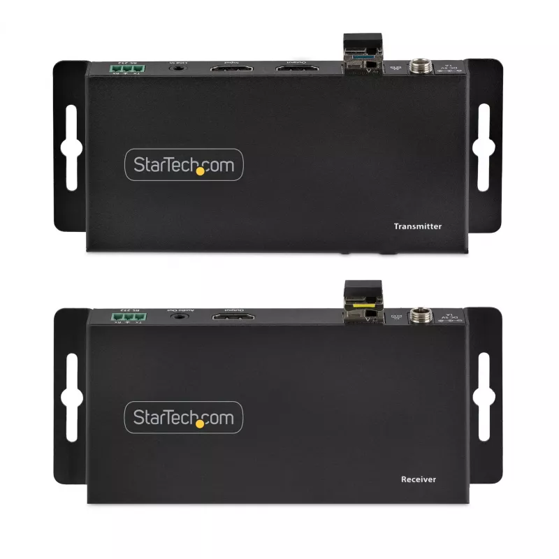 StarTech.com 4K HDMI üle fiiberoptika pikenduskomplekt, 4K 60Hz kuni 3300 jalga/1 km (ühemoodiline) või 1000 jalga/300 m (mitmemoodiline) LC fiiberoptika, HDR, HDCP, 3,5 mm heli/RS232/IR pikendus, saatja ja vastuvõtja komplekt