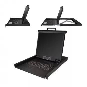 StarTech.com Rackmount KVM Console - Ühe pordiga VGA KVM 19-tollise LCD monitoriga serveririiulile - Täisfunktsionaalne universaalne 1U LCD KVM sahtel koos kaablite ja riistvaraga - USB tugi - 50 000 MTBF