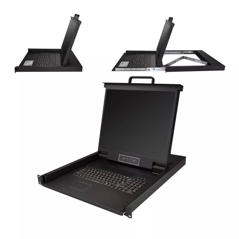 StarTech.com Rackmount KVM Console - Ühe pordiga VGA KVM 19-tollise LCD monitoriga serveririiulile - Täisfunktsionaalne universaalne 1U LCD KVM sahtel koos kaablite ja riistvaraga - USB tugi - 50 000 MTBF