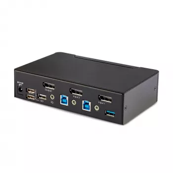 StarTech.com 2-pordiline DisplayPort KVM-lüliti, 8K 60Hz / 4K 144Hz, üks ekraan, DP 1.4, 2x USB 3.0 porti, 4x USB 2.0 HID-porti, nupu- ja kiirklahvidega ümberlülitamine, TAA nõuetele vastav – operatsioonisüsteemist sõltumatu, metallkorpus