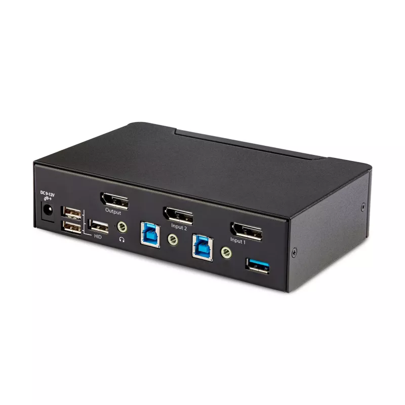 StarTech.com 2-pordiline DisplayPort KVM-lüliti, 8K 60Hz / 4K 144Hz, üks ekraan, DP 1.4, 2x USB 3.0 porti, 4x USB 2.0 HID-porti, nupu- ja kiirklahvidega ümberlülitamine, TAA nõuetele vastav – operatsioonisüsteemist sõltumatu, metallkorpus