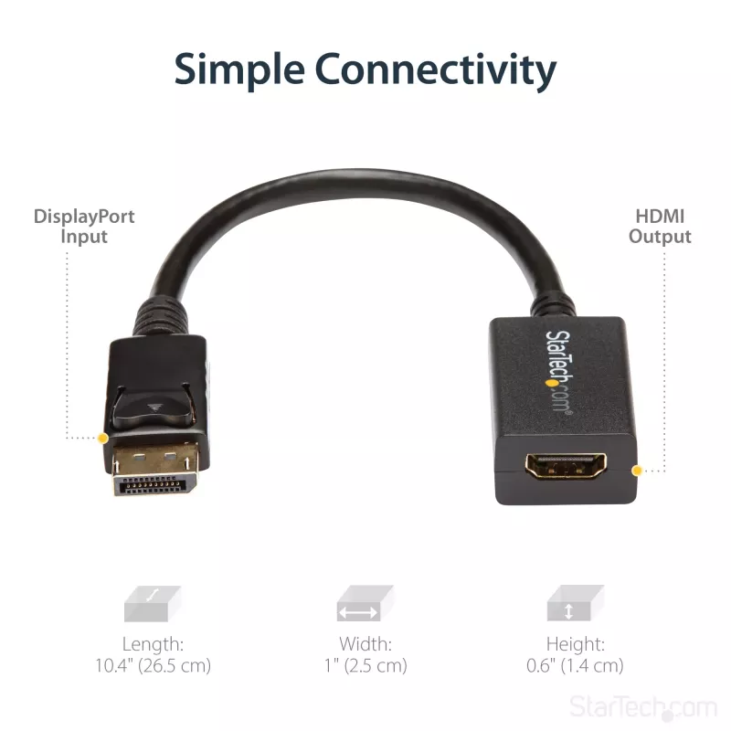 StarTech.com DisplayPort-HDMI-adapter - DP 1.2 HDMI videomuundur 1080p - DP-HDMI-kuvari/teleri/ekraani kaabeladapteri dongel - passiivne DP-HDMI-adapter - lukustuva DP-pistikuga