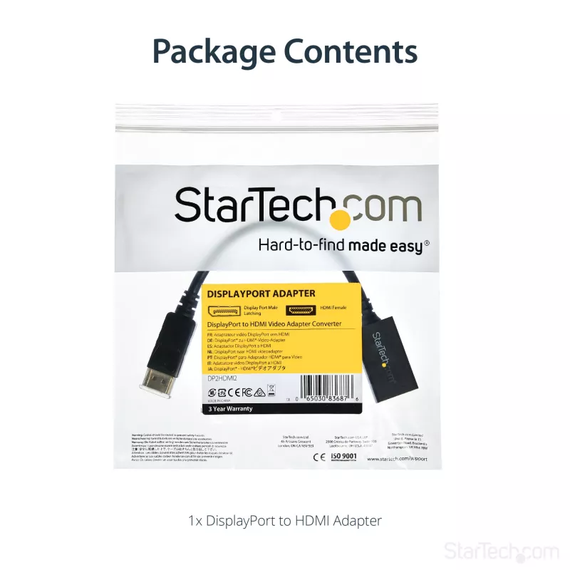 StarTech.com DisplayPort-HDMI-adapter - DP 1.2 HDMI videomuundur 1080p - DP-HDMI-kuvari/teleri/ekraani kaabeladapteri dongel - passiivne DP-HDMI-adapter - lukustuva DP-pistikuga