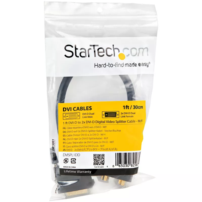 StarTech.com 30cm (1 ft) DVI-D 2x DVI-D digitaalne videolaoturikaabel - M/F ~ 1 ft DVI-D 2x DVI-D digitaalne videolaoturikaabel - M/F