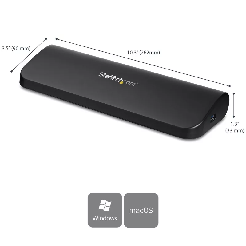 StarTech.com kahe monitoriga USB 3.0 dokkimisjaam HDMI ja DVI/VGA-ga~Kahe monitoriga USB 3.0 sülearvuti dokkimisjaam HDMI/DVI/VGA-ga, 3x USB-A jaotur, GbE, heli, universaalne A-tüüpi dokk Windows/macOS/ChromeOS jaoks - TAA nõuetele vastav