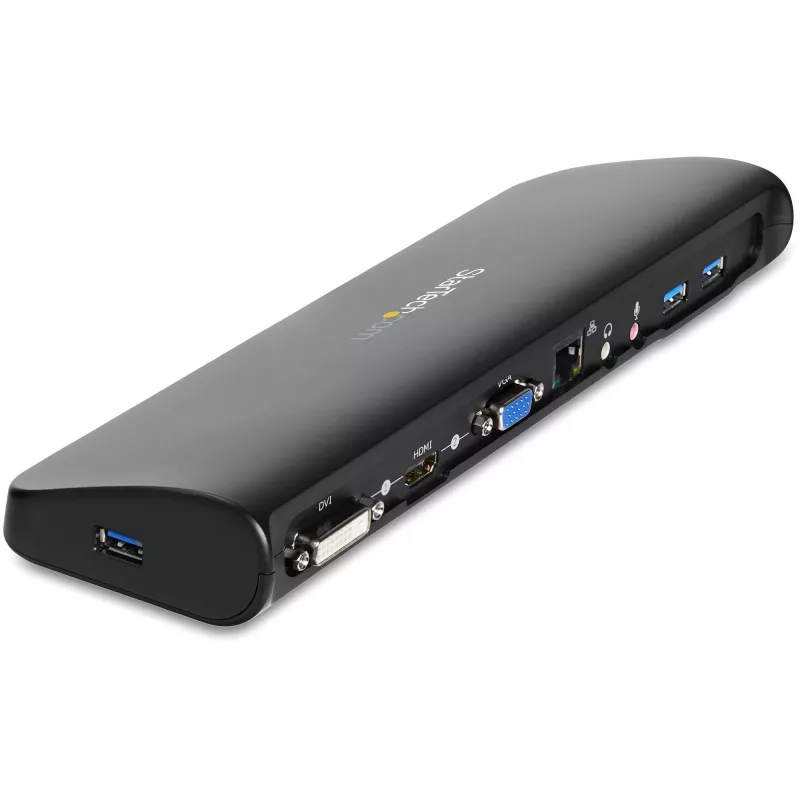 StarTech.com kahe monitoriga USB 3.0 dokkimisjaam HDMI ja DVI/VGA-ga~Kahe monitoriga USB 3.0 sülearvuti dokkimisjaam HDMI/DVI/VGA-ga, 3x USB-A jaotur, GbE, heli, universaalne A-tüüpi dokk Windows/macOS/ChromeOS jaoks - TAA nõuetele vastav