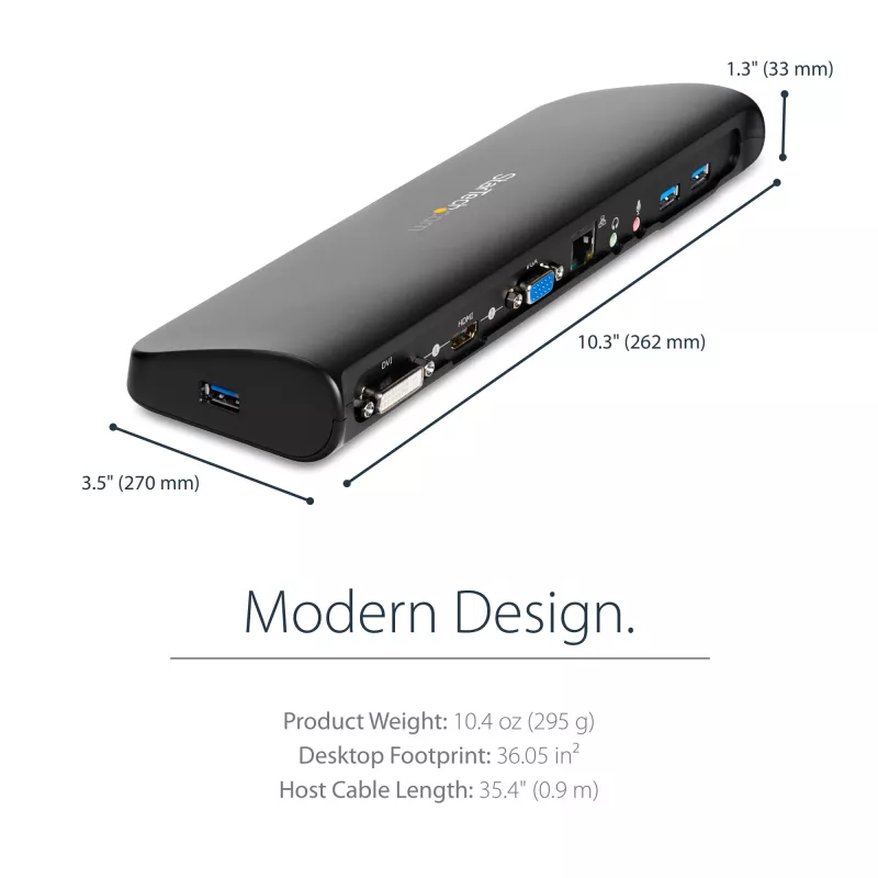 StarTech.com kahe monitoriga USB 3.0 dokkimisjaam HDMI ja DVI/VGA-ga~Kahe monitoriga USB 3.0 sülearvuti dokkimisjaam HDMI/DVI/VGA-ga, 3x USB-A jaotur, GbE, heli, universaalne A-tüüpi dokk Windows/macOS/ChromeOS jaoks - TAA nõuetele vastav