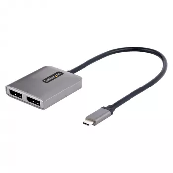 StarTech.com USB-C–kahekordse DisplayPort 1.4 adapteriga, USB USB-C mitme monitori MST-jaotur, kahe 5K 60 Hz DP sülearvutiekraani laiendaja/jagaja, HDR, eriti pikk sisseehitatud kaabel – ainult Windows