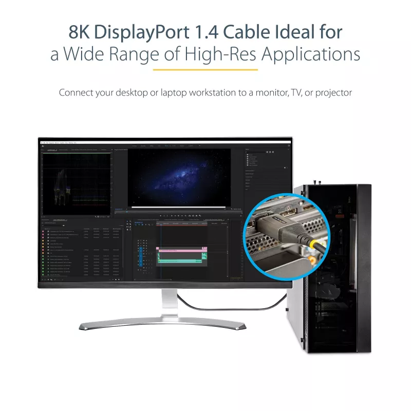 StarTech.com 13 jalan (4 m) VESA sertifitseeritud DisplayPort 1.4 kaabel - 8K 60Hz HDR10 - Ultra HD 4K 120Hz video - DP 1.4 kaabel / juhe - monitoridele/ekraanidele - DisplayPort-DisplayPort kaabel - M/M