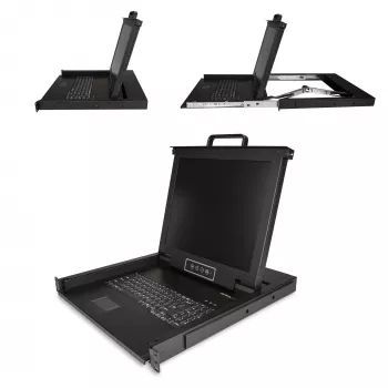 StarTech.com racki monteeritav KVM-konsool - ühe pordi VGA KVM 17-tollise LCD-kuvariga serveririiuli jaoks - täisfunktsionaalne universaalne 1U LCD KVM-sahtel koos kaablite ja riistvaraga - USB-toega - 50 000 MTBF