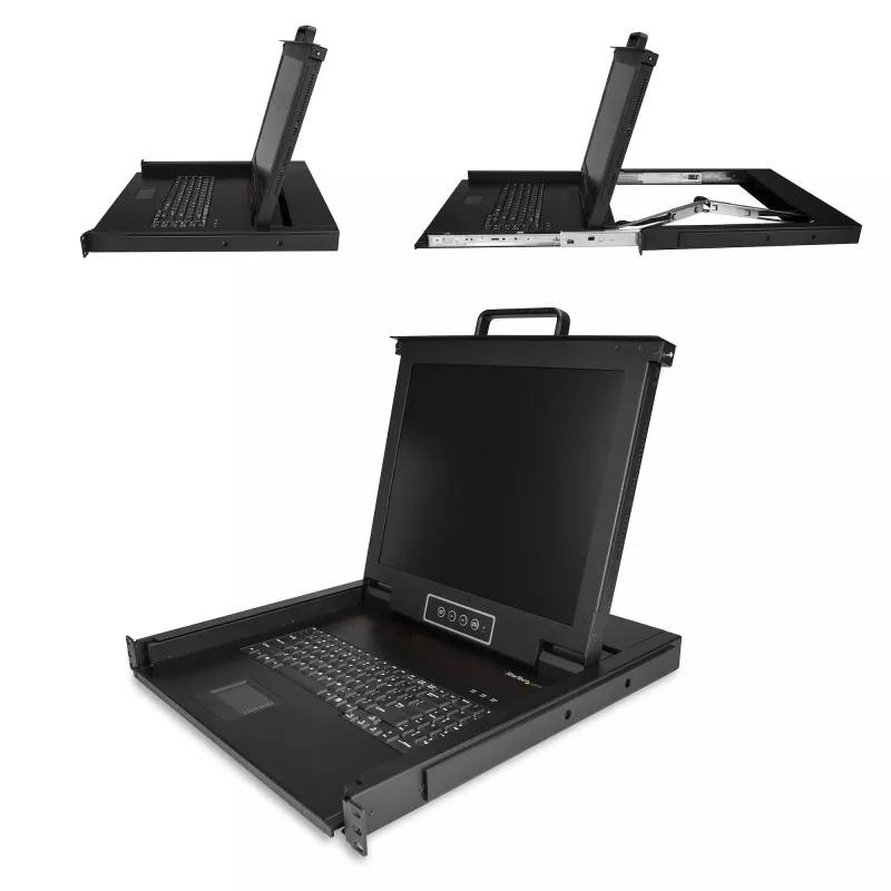 StarTech.com racki monteeritav KVM-konsool - ühe pordi VGA KVM 17-tollise LCD-kuvariga serveririiuli jaoks - täisfunktsionaalne universaalne 1U LCD KVM-sahtel koos kaablite ja riistvaraga - USB-toega - 50 000 MTBF
