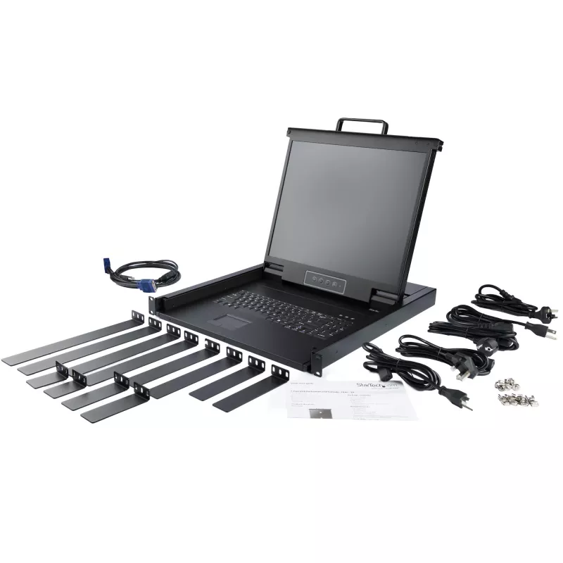 StarTech.com racki monteeritav KVM-konsool - ühe pordi VGA KVM 17-tollise LCD-kuvariga serveririiuli jaoks - täisfunktsionaalne universaalne 1U LCD KVM-sahtel koos kaablite ja riistvaraga - USB-toega - 50 000 MTBF