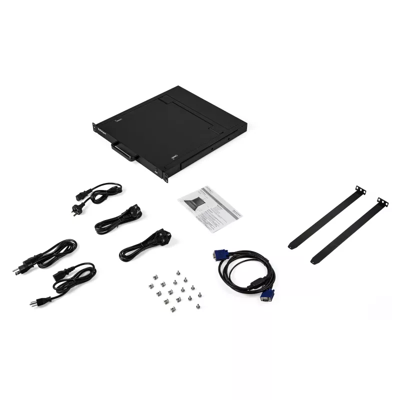StarTech.com racki monteeritav KVM-konsool - ühe pordi VGA KVM 17-tollise LCD-kuvariga serveririiuli jaoks - täisfunktsionaalne universaalne 1U LCD KVM-sahtel koos kaablite ja riistvaraga - USB-toega - 50 000 MTBF
