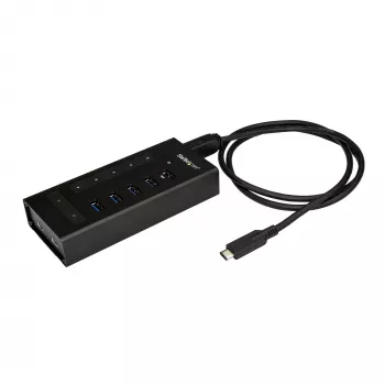 StarTech.com 7 pordiga USB-C jaotur – USB USB-C kuni 2x USB-C/5x USB-A – äriklassi metallist USB 3.0 jaotur – SuperSpeed USB 3.2 Gen 1 (5 Gbit/s) – isetoitega – BC 1.2 kiirlaadimine – paigaldatav/vastupidav