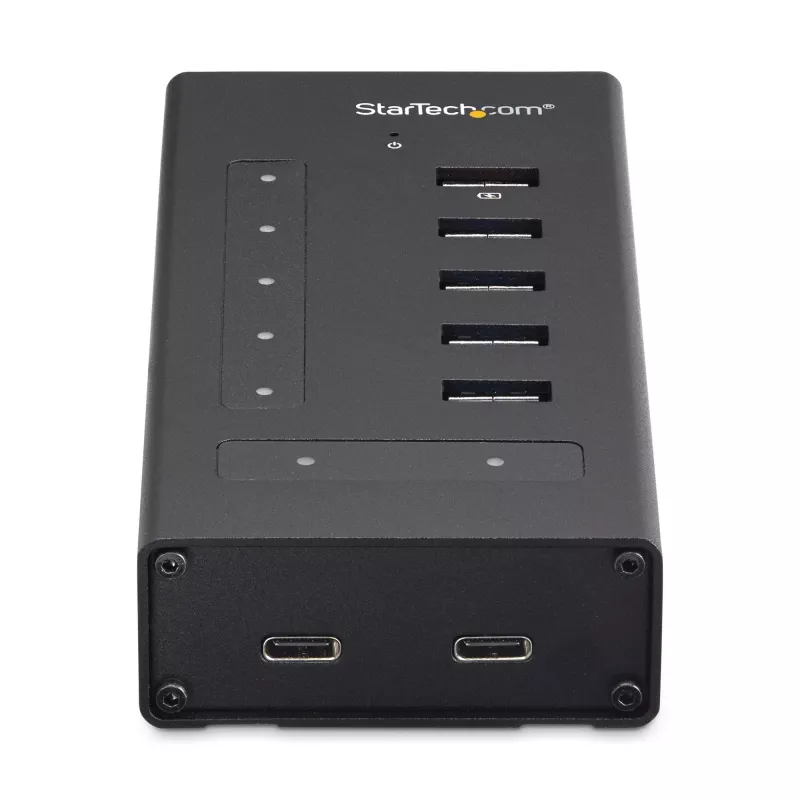 StarTech.com 7 pordiga USB-C jaotur – USB USB-C kuni 2x USB-C/5x USB-A – äriklassi metallist USB 3.0 jaotur – SuperSpeed USB 3.2 Gen 1 (5 Gbit/s) – isetoitega – BC 1.2 kiirlaadimine – paigaldatav/vastupidav