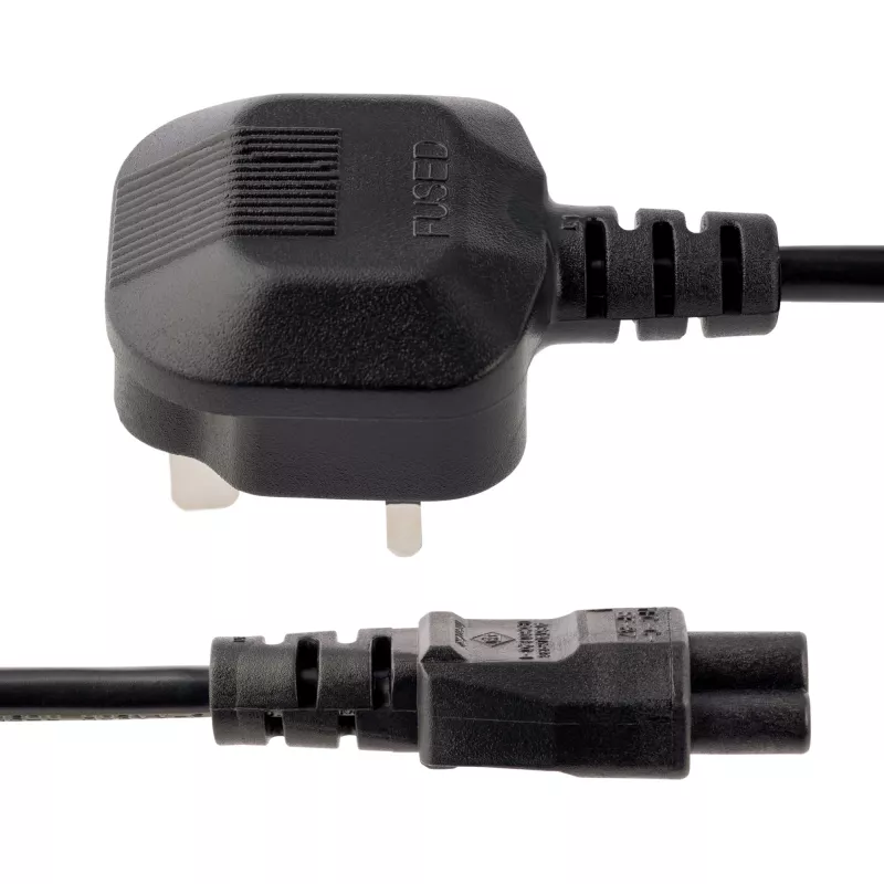 StarTech.com 3 jalga (1 m) Ühendkuningriigi sülearvuti toitekaabel, BS 1363 kuni C5 (ristikuleht), 2,5 A 250 V, 18AWG, Ühendkuningriigi sülearvuti asendusjuhe, printeri toitekaabel, sülearvuti laadija juhe, sülearvuti toiteploki juhe