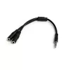StarTech.com Peakomplekti adapter peakomplektidele, millel on eraldi kõrvaklappide/mikrofoni pistikud – 3,5 mm 4 kontakti emane isas 2x 3 kontakti 3,5 mm
