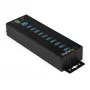 StarTech.com 10-pordiline USB 3.0 jaotur toiteadapteriga – tööstuslik metallist USB-A jaotur ESD ja 350 W liigpingekaitsega – DIN/seina/lauale kinnitatav – kiire USB 3.2 Gen 1 (5 Gbps) jaotur