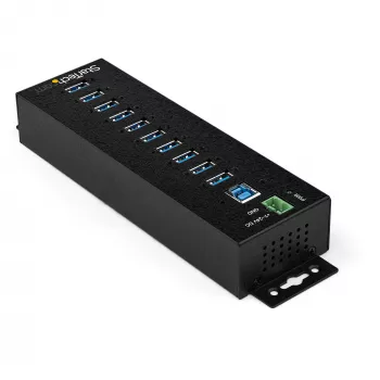 StarTech.com 10-pordiline USB 3.0 jaotur toiteadapteriga – tööstuslik metallist USB-A jaotur ESD ja 350 W liigpingekaitsega – DIN/seina/lauale kinnitatav – kiire USB 3.2 Gen 1 (5 Gbps) jaotur