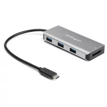 StarTech.com 3 pordiga 10 Gbps USB-C jaotur SD-kaardilugejaga – 3x USB-A ja 1x SD-pesa – kaasaskantav USB 3.1/3.2 Gen 2 USB-C adapterjaotur – sülearvutijaotur – USB-siini toide – Thunderbolt 3 ühilduv