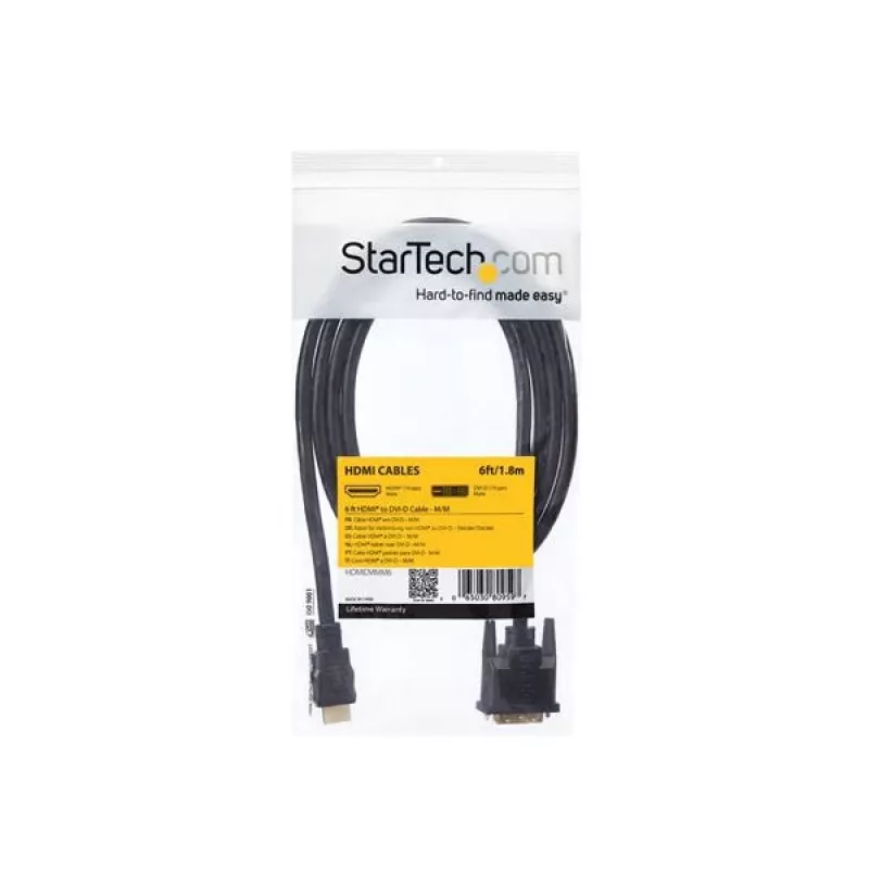 StarTech.com 6 ft HDMI–DVI-D kaabel - M/M, 1,8 m, HDMI, DVI-D, isane, isane, sirge