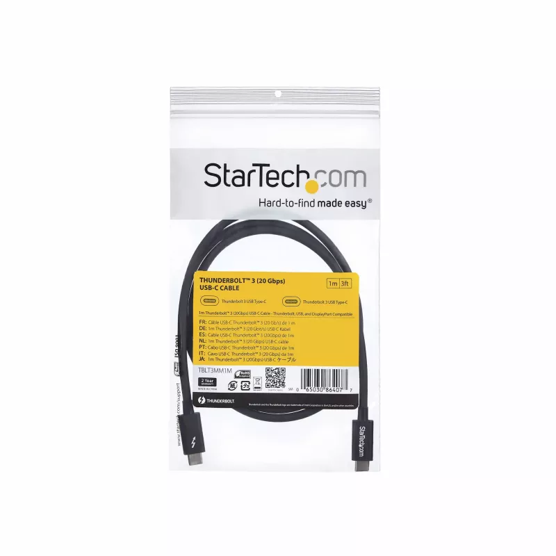 StarTech.com 1m Thunderbolt 3 (20Gbps) USB-C kaabel – Thunderbolt, USB ja DisplayPort ühilduv