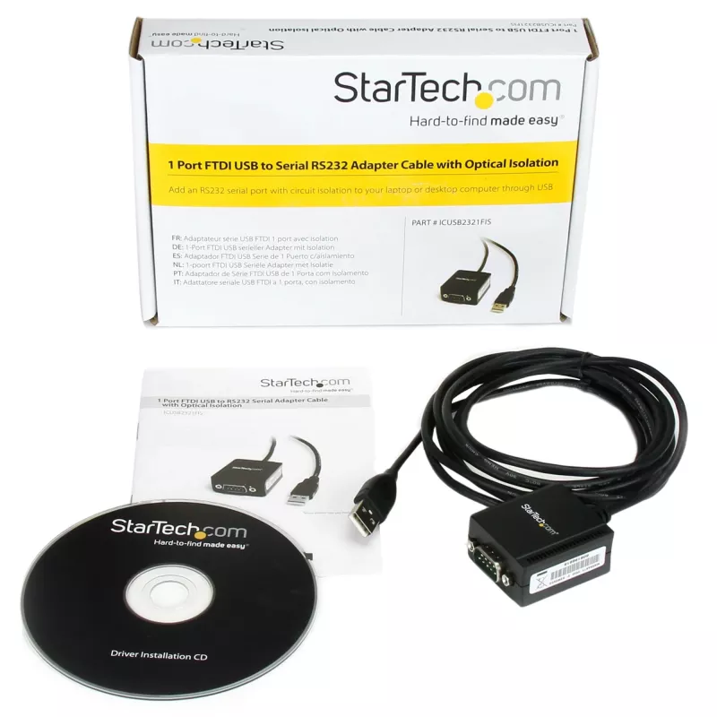 StarTech.com 8.3 jalga (2,5 m) 1-pordiline FTDI USB-RS232 jadaadapteri kaabel optilise isolatsiooniga, USB-RS232 adapter – TAA