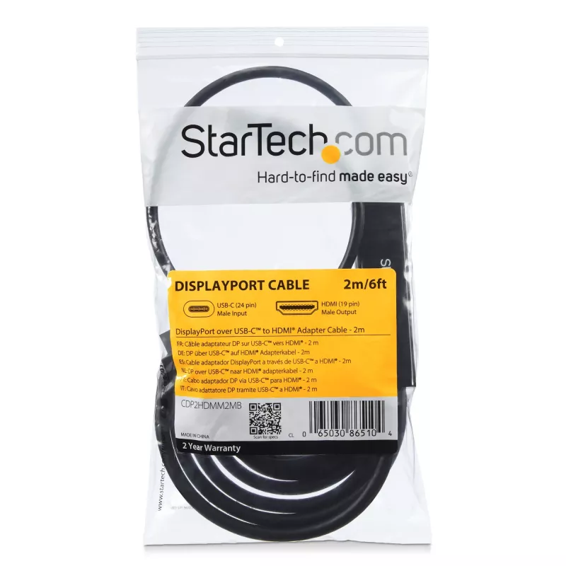 StarTech.com 6 ft (2 m) USB-C–HDMI-kaabel – 4K 30 Hz USB USB-C–HDMI-videokuva muundur – USB-C DP Alt Mode HDMI-kuvari adapterjuhe – Thunderboltiga ühilduv