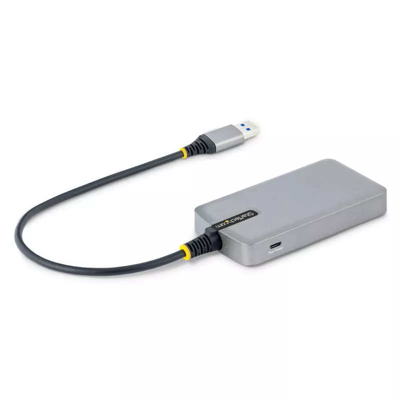 StarTech.com 4-pordiline USB-jaotur – USB 3.0 5 Gbps, siiniga toidetav, USB-A kuni 4x USB-A jaotur koos valikulise lisatoitesisendiga – kaasaskantav laua-/sülearvuti USB-jaotur, 1 jala/30 cm kaabel, USB-laiendusjaotur