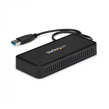 StarTech.com USB 3.0 Mini dokk - Kahe monitoriga USB-A dokkimisjaam DisplayPort 4K 60Hz video ja Gigabit Ethernetiga - 1 jala (30 cm) kaabel - Kaasaskantav USB 3.1 Gen 1 Type-A sülearvuti adapter