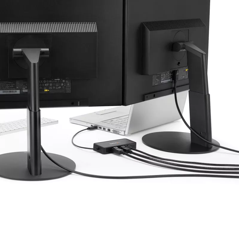 StarTech.com USB 3.0 Mini dokk - Kahe monitoriga USB-A dokkimisjaam DisplayPort 4K 60Hz video ja Gigabit Ethernetiga - 1 jala (30 cm) kaabel - Kaasaskantav USB 3.1 Gen 1 Type-A sülearvuti adapter