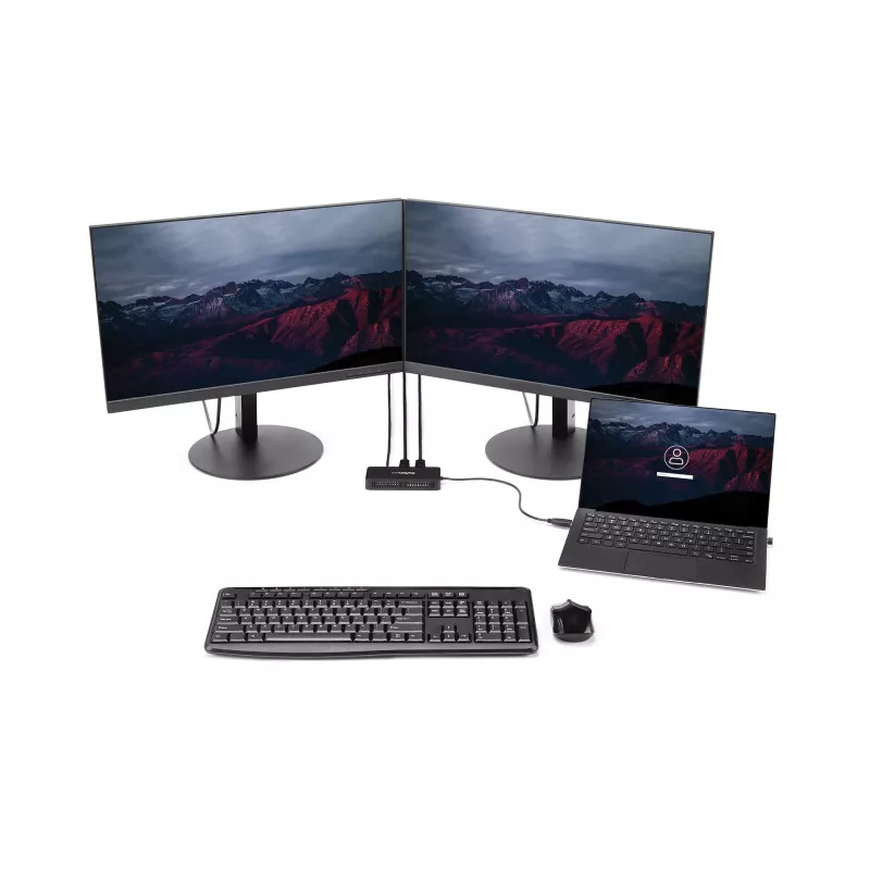 StarTech.com USB 3.0 Mini dokk - Kahe monitoriga USB-A dokkimisjaam DisplayPort 4K 60Hz video ja Gigabit Ethernetiga - 1 jala (30 cm) kaabel - Kaasaskantav USB 3.1 Gen 1 Type-A sülearvuti adapter