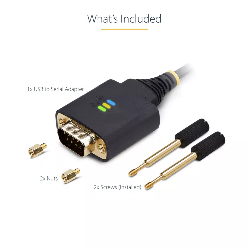 StarTech.com 10 jala (3 m) USB-jadaliidese adapterikaabel, COM-säilitamine, vahetatavad kruvid/mutrid, USB-A - DB9 RS232, FTDI IC, ESD-kaitse, Windows/macOS/Linux