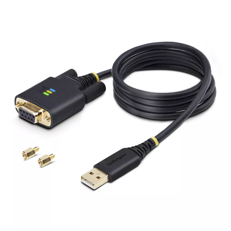 StarTech.com 3 jala (1 m) USB nullmodemi jadaadapteri kaabel, vahetatavad DB9 kruvid/mutrid, COM-i säilitamine, USB-A kuni RS232, FTDI, 4. taseme ESD kaitse, Windows/macOS/ChromeOS/Linux – vastupidav TPE konstruktsioon