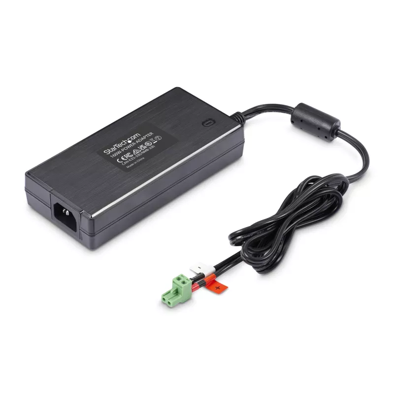 StarTech.com 160W universaalne DC-toiteadapter (24V/6.6A), 4 jala (1,2 m) 2-juhtmeline juhe, 2/3-kontaktilised klemmiplokid, 100-240V AC/DC väline toiteplokk tööstuslikele USB-jaoturitele, NA/UK/EU/ANZ