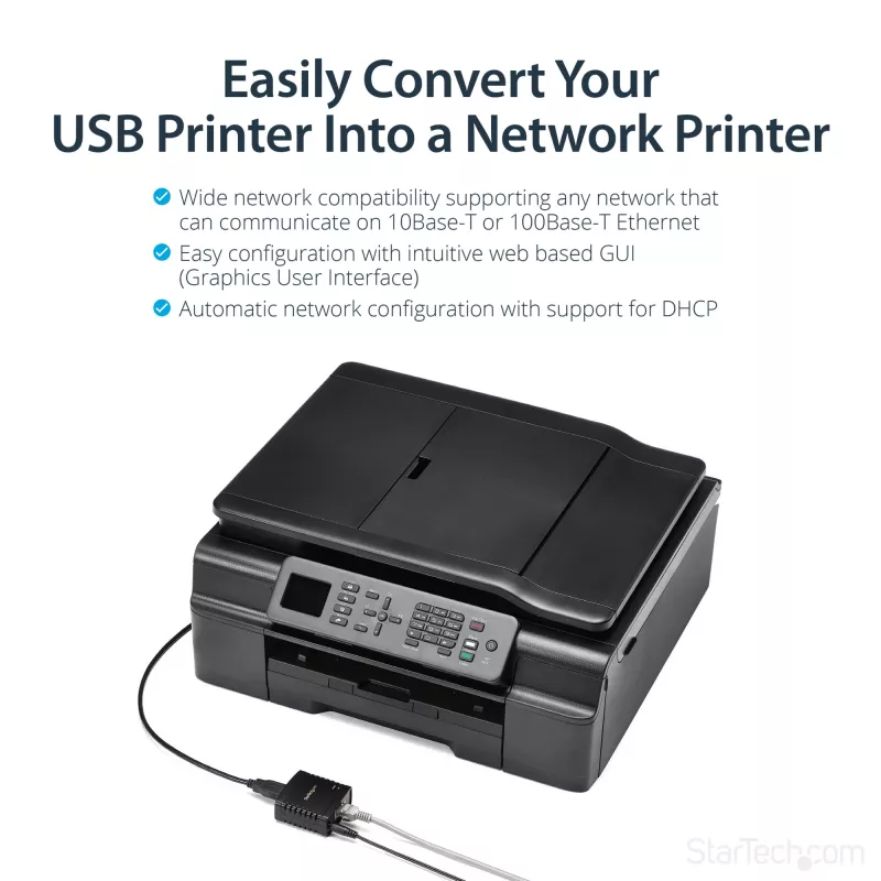 StarTech.com 10/100Mbps Ethernet to USB 2.0 võrk LPR Print Server