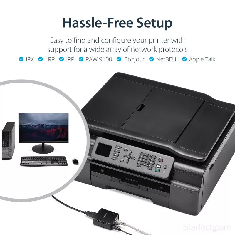 StarTech.com 10/100Mbps Ethernet to USB 2.0 võrk LPR Print Server