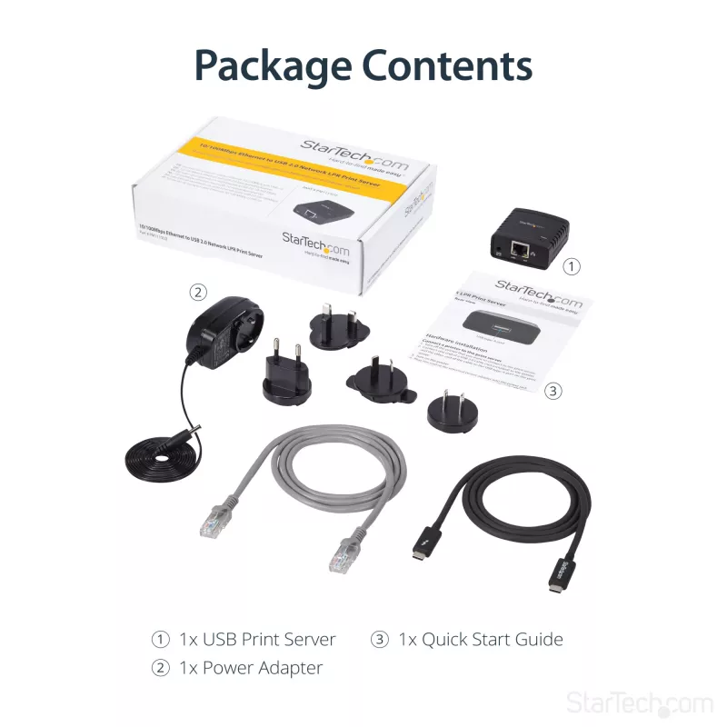 StarTech.com 10/100Mbps Ethernet to USB 2.0 võrk LPR Print Server