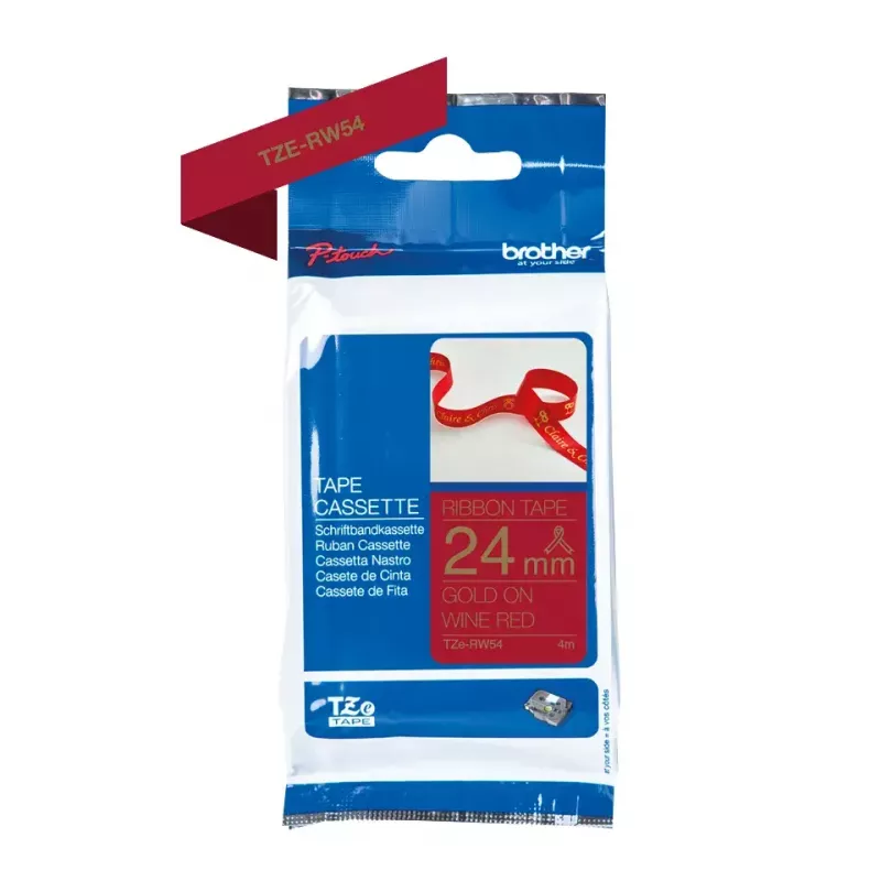 Brother TZE-RW54 sildivalmistuslint kuld punasel