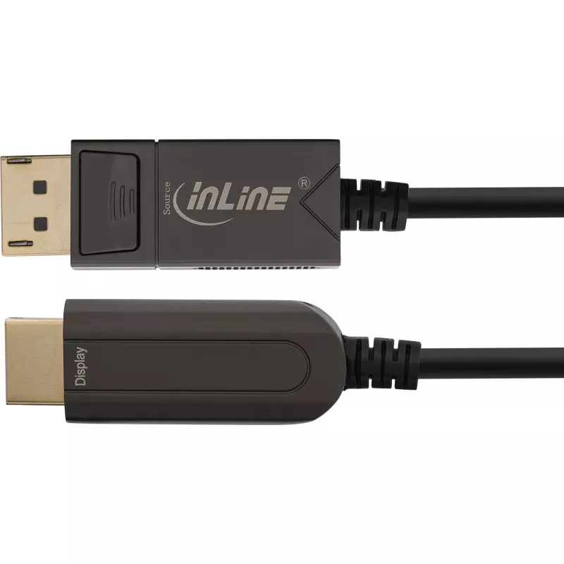 InLine DisplayPort-HDMI AOC konverterkaabel, 4K/60Hz, must, 15m