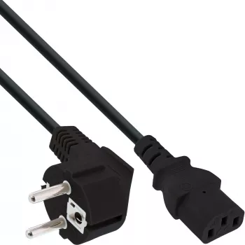 InLine toitekaabel, CEE 7/7 nurga all / 3 kontaktiga IEC C13 isane, 1m, 1 m, CEE7/7, C13 ühenduspesa