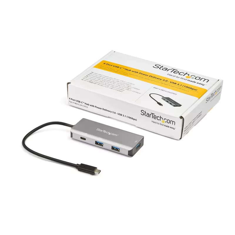 StarTech.com 4 pordiga USB-C jaotur (10Gbps) 3x USB-A ja 1x USB-C - 100W toiteedastus läbiva laadimisega - kaasaskantav USB 3.1 Gen 2/USB 3.2 Gen 2 tüüp C sülearvuti adapter - ühildub TB3~4 pordiga USB-C jaotur (10Gbps) 3x USB-A ja 1x USB-C - 100W toiteedastus läbiva laadimisega - kaasaskantav USB 3.2 Gen 2 tüüp C sülearvuti adapter - ühildub TB3
