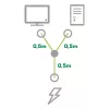 InLine toite Y-kaabel Saksa tüüp F 1x IEC-C14 kuni 2x IEC-C13 1m