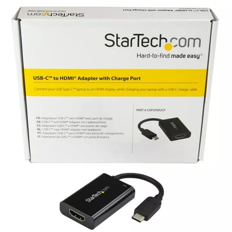 StarTech.com USB C-HDMI 2.0 adapter toiteedastusega - 4K 60Hz USB-C HDMI-ekraani videomuundur - 60W PD läbiv laadimisport - Thunderbolt 3 ühilduv - Must