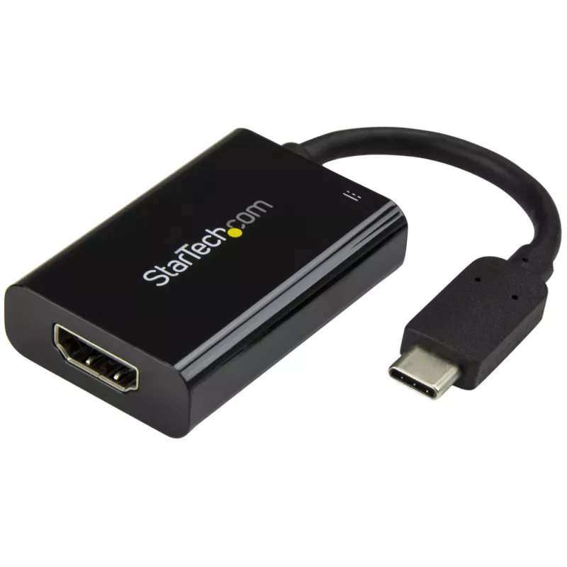 StarTech.com USB C-HDMI 2.0 adapter toiteedastusega - 4K 60Hz USB-C HDMI-ekraani videomuundur - 60W PD läbiv laadimisport - Thunderbolt 3 ühilduv - Must