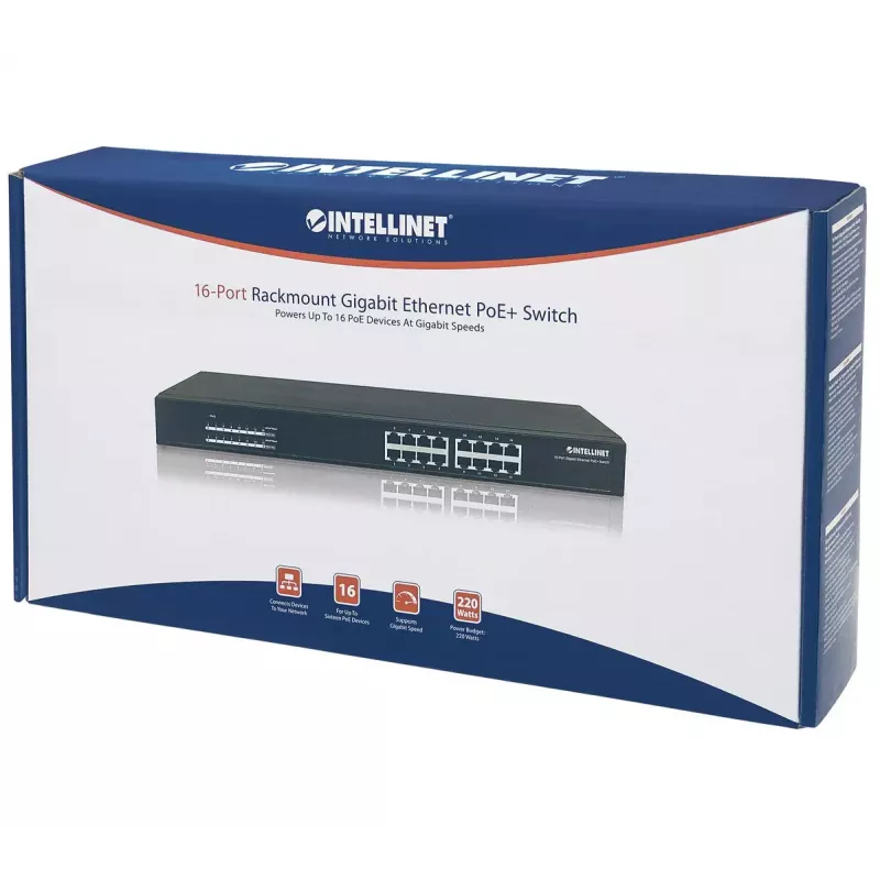 Mittehallitav kommutaator Intellinet 16-pordine Gigabit Ethernet PoE+