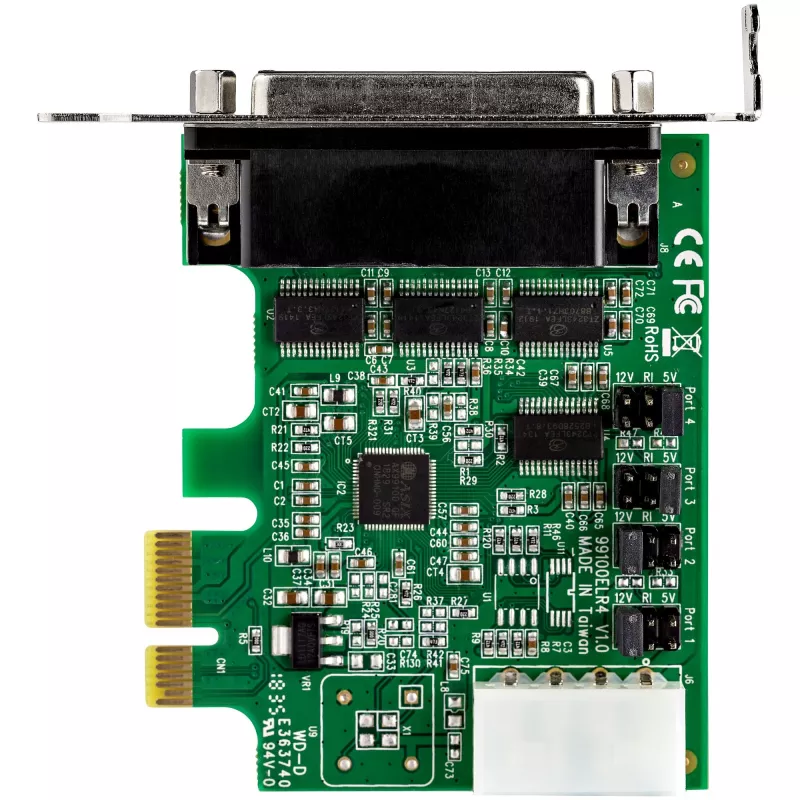 StarTech.com 4-pordiline PCI Express RS232 jadaliidese adapterkaart – PCIe RS232 jadahosti kontrollerkaart – PCIe jadaliidesele DB9 – 16950 UART – madala profiiliga laienduskaart – Windows/Linux – TAA